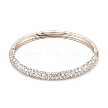 Brass Micro Pave Cubic Zirconia Bangles BJEW-F416-02P-1