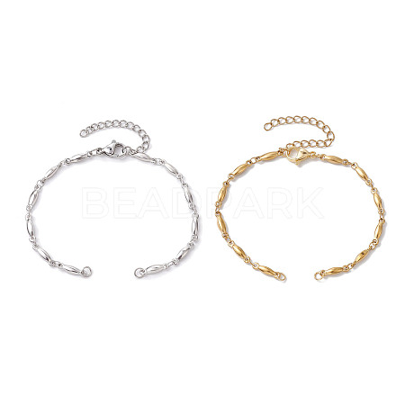 2Pcs 2 Colors 304 Stainless Steel Bar Link Chain Bracelet Making AJEW-JB01245-1