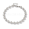 Non-Tarnish 304 Stainless Steel Beads Ball Chain Bracelets for Women BJEW-B092-01A-P-1