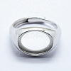 Anti-Tarnish Rhodium Plated 925 Sterling Silver Finger Ring Components STER-G027-11P-1