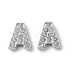 Alloy Initial Slide Charms with Grade A Rhinestones ALRI-R032-A-FF-4