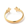 Ion Plating(IP) 304 Stainless Steel Double Star Open Cuff Ring for Women RJEW-K245-27G-2