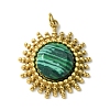 Ion Plating(IP) 304 Stainless Steel Pave Faceted Synthetic Malachite Pendants FIND-Z028-38D-1