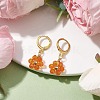 Woven Flower Glass Dangle Earrings EJEW-JE05815-2