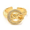 Flat Round Cubic Zirconia Open Cuff Rings RJEW-U008-37G-2