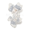 Brass Clear Cubic Zirconia & Glass Flower Connector Charms KK-K388-63S-1