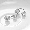 Trendy Double Flat Round Brass Cubic Zirconia Stud Earrings EJEW-EE0001-224P-3
