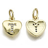 Brass Micro Pave Clear Cubic Zirconia Charms KK-N227-34T-NF-1