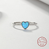 Light Sky Blue Synthetic Opal Heart Finger Ring FM4105-1-3