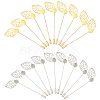 40Pcs 2 Styles Leaf Stainless Steel Round Tray Stick Lapel Pins JEWB-SC0001-75D-1