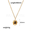 Natural Tiger Eye Oval Pendant 304 Stainless Steel Chain Necklaces for Women FS-WGE9101-11-1