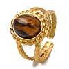 Oval Natural Tiger Eye Finger Rings RJEW-Q822-25G-01-1