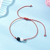 Natural Eyeless Obsidian 
& Malaysia Jade Beads with Braided Korean Waxed Polyester Cord Bracelets BJEW-JB12887-01-1