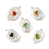 Natural Baroque Keshi Pearl & Glass Pendants PALLOY-JF05928-02-1