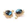 Brass Micro Pave Clear Cubic Zirconia Pendants KK-E068-VC466-3