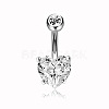 304 Stainless Steel Clear Cubic Zirconia Heart Curved Barbell Belly Rings WG52F32-02-2