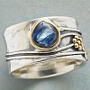 Teardrop & Flower & Leaf Pattern Alloy with Glass Finger Rings FS-WG58DE6-04-1