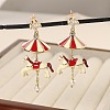 Carousel Brass Enamel Dangle Stud Earrings FS-WGBCA8C-01-1