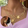 ranch & Flat Round Alloy Pendant Necklaces & Stud Earrings Sets FS-WGF5692-01-2