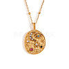 304 Stainless Steel Colorful Rhinestone Oval with Moon Star Pendant Necklaces for Women WG3D517-01-1