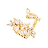 Brass Micro Pave Clear Cubic Zirconia Cuff Rings for Women RJEW-U047-25G-4