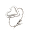 Non-Tarnish 304 Stainless Steel Heart Open Cuff Ring for Women RJEW-E066-04P-1