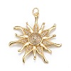 Brass Micro Pave Clear Cubic Zirconia Pendants ZIRC-P086-31G-1