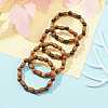 Natural Wood Beaded Stretch Bracelets BJEW-JB09621-2