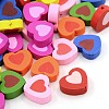 Mixed Color Wood Heart Beads Nice for Children's Day Jewelry Making X-TB181Y-1
