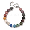 Chakra Dyed Round Natural Lava Rock Beaded Bracelets GG-CBA922D-03-4