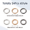Beadthoven 24Pcs 6 Styles Zinc Alloy Spring Gate Rings FIND-BT0001-25-4