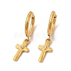 Crystal Rhinestone Cross Dangle Hoop Earring & Pendant Nacklace SJEW-P002-03G-2