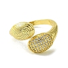 Brass Micro Pave Cubic Zirconia Open Cuff Rings RJEW-K256-22G-2