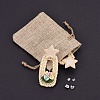 Handmade Reed Cane & Porcelain Dangle Earrings Studs EJEW-JE03077-01-3