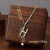 304 Stainless Steel Initial Pendant with Dice Tassel Necklaces FS-WGD823D-08-1
