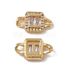 Rack Plating Brass Pave Clear Cubic Zirconia Connector Charms KK-C007-36G-2