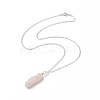 Natural Rose Quartz Bullet Pendant Necklace NJEW-JN04240-1