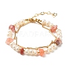 Natural Mixed Stone & Pearl Beads Double Layered Bracelets Set BJEW-TA00025-4