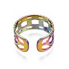 304 Stainless Steel Curb Chain Shape Cuff Ring RJEW-N038-084-3