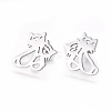 304 Stainless Steel Kitten Stud Earrings EJEW-F234-08P-1