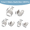 Unicraftale 300Pcs 3 Size 304 Stainless Steel Folding Crimp Ends STAS-UN0045-82-3