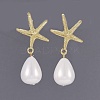 Shell Pearl Bead Dangle Earrings Studs X-EJEW-JE03071-02-1