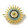 Rack Plating Brass Micro Pave Colorful Cubic Zirconia Sun Links Connector Charms KK-H485-26G-1