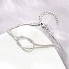Brass Round Snake Chain Knot 2-Strand Bracelets for Women KK-CBA68DA-17C-P-2