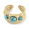 Ion Plating(IP) 304 Stainless Steel Synthetic Turquoise Cuff Rings G-Z056-06G-02-2