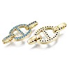 Real 16K Gold Plated Brass Micro Pave Cubic Zirconia Links Connectors KK-S061-89D-G-NR-1