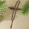 Bohemian Style Alloy with Wood Round Beaded Teardrop Tassel Mala Necklaces FS-WGF1DE6-01-3
