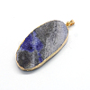 Plated  Natural  Druzy Agate Oval Pendants G-R275-07-3