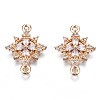 Brass Micro Pave Clear Cubic Zirconia Links Connectors KK-S359-146-RS-2