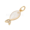 Brass Micro Pave Cubic Zirconia and Enamel Pendants KK-Q096-10G-2